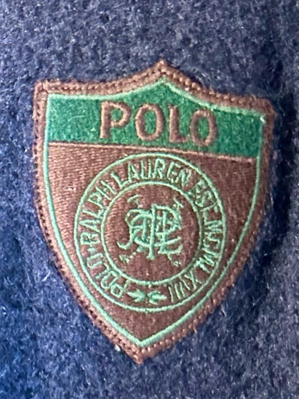Polo Ralph Lauren Classic Shield Crest Patch Navy Cardigan Sweater